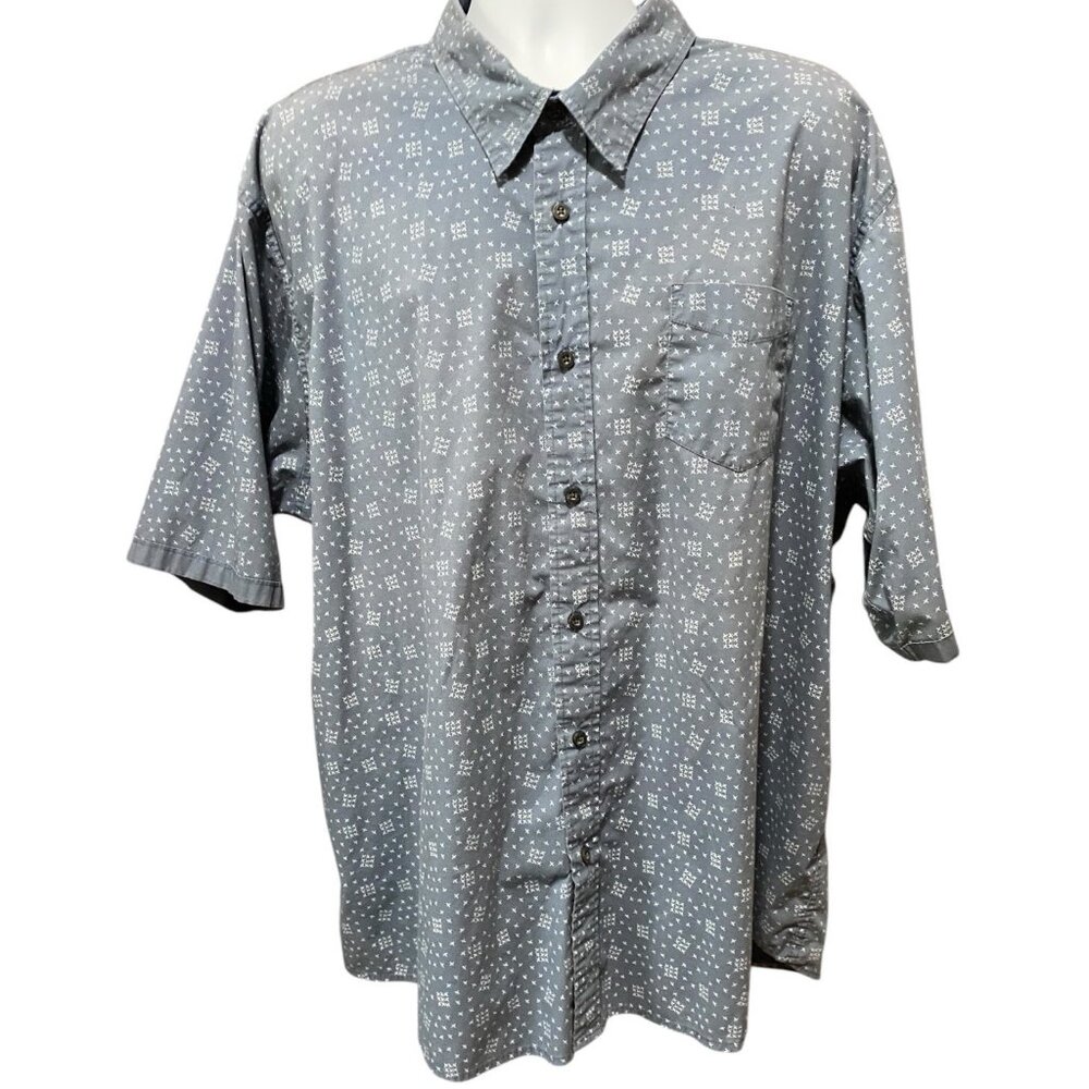 Wrangler Shirt Mens 4XL Button Up Flex for Comfort Short Sleeve Gray